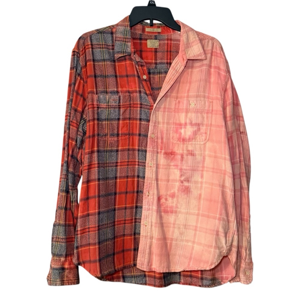 Lucky Brand Orange‎ and Pink Checkered Shirt